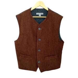 Le Collezioni Structure‎ Mens Brown Corduroy Wool Blend Knit Back Vest Medium